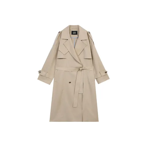 ELF SACK Trench Coats Women's Vintage Light Khaki