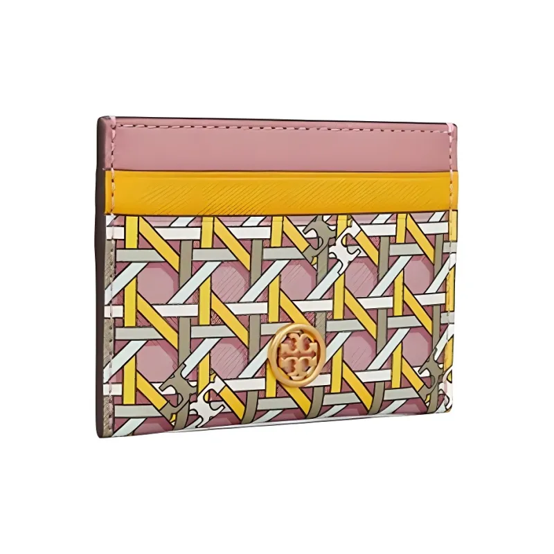 TORY BURCH Robinson Leather Storage Card Holder Mini Women's Pink Multicolor-1
