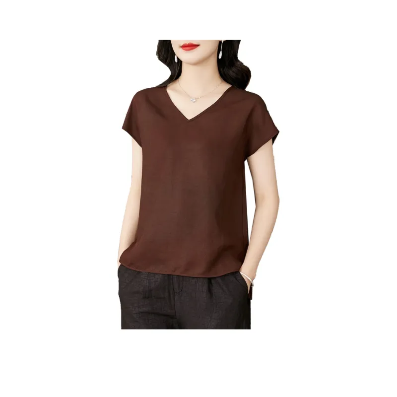 Yi Mengyuan Regular Silk T shirt Women's-0