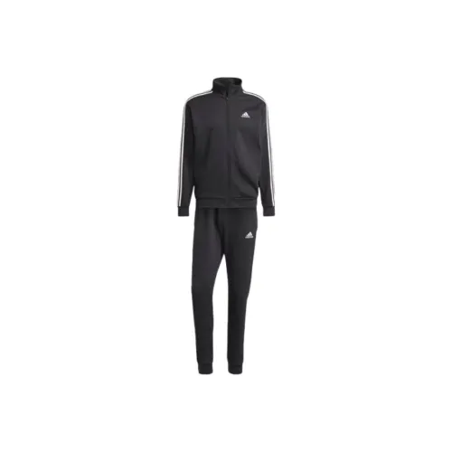 Adidas Basic 3 Stripes Fleece Track Suit Casual Sportswear Japan Version Men's Black