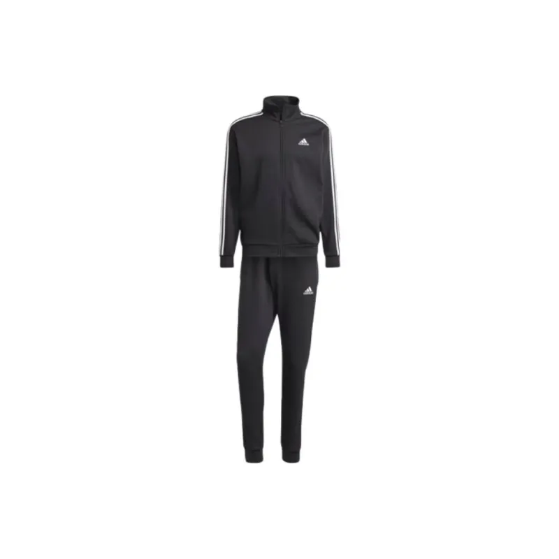 Adidas Basic 3 Stripes Fleece Track Suit Casual Sportswear Japan Version Men's Black-0
