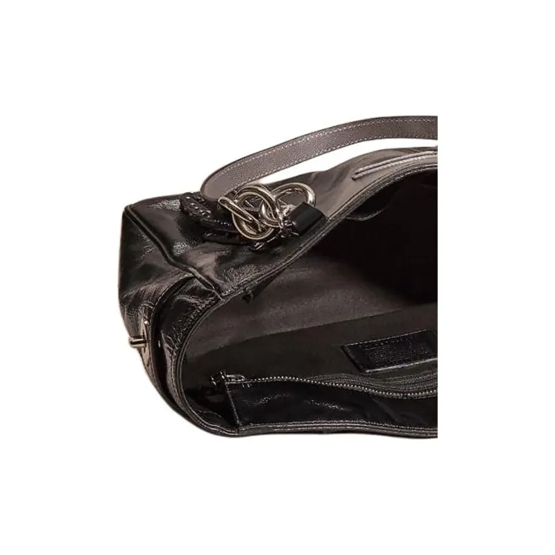 COACH Gallery Patent Leather Tote Bag Shopping Bag Handbag Large Size Women's Black-3