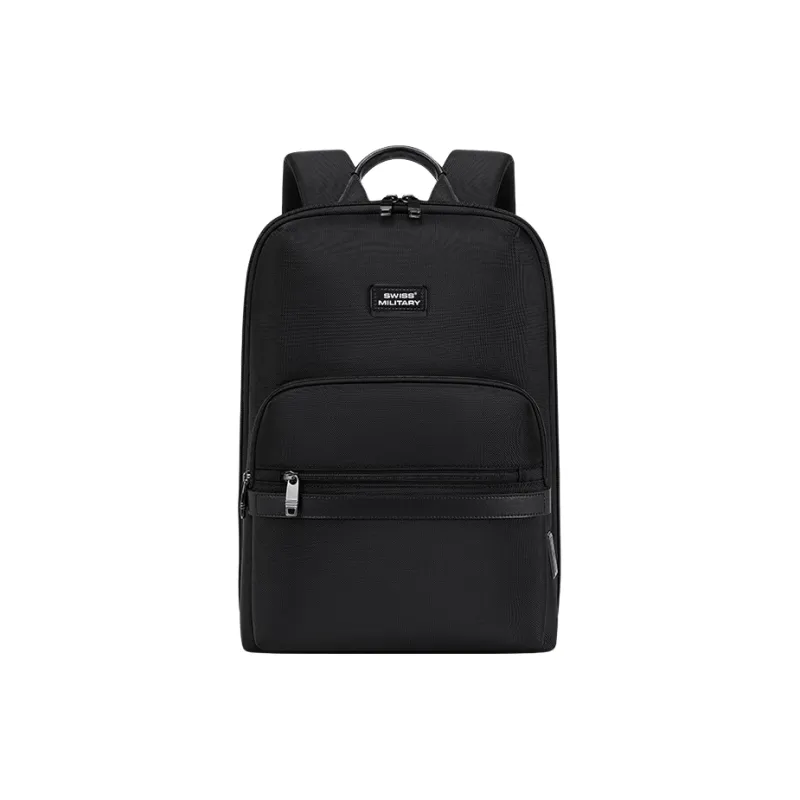 SWISS MILITARY Composite Fabric With Microfiber Synthetic Leather Backpack Men's Black-2