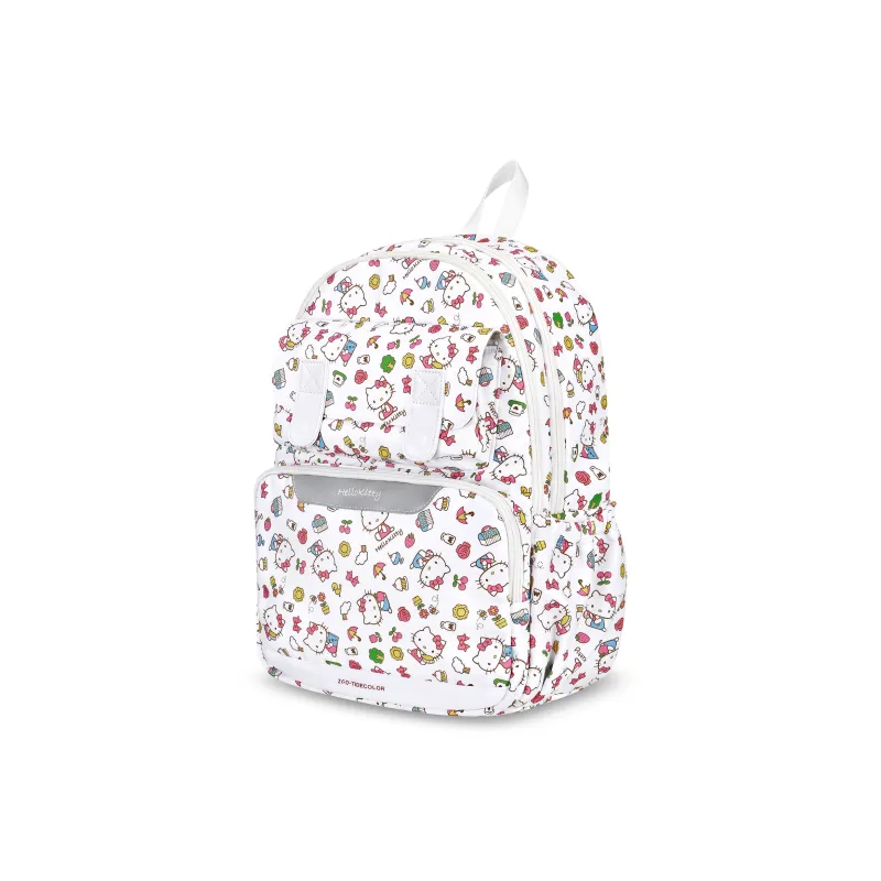 Zgo Sanrio Collaboration Hello Kitty Polyester Attractive Backpack Tubas Women's White Color Printing-6