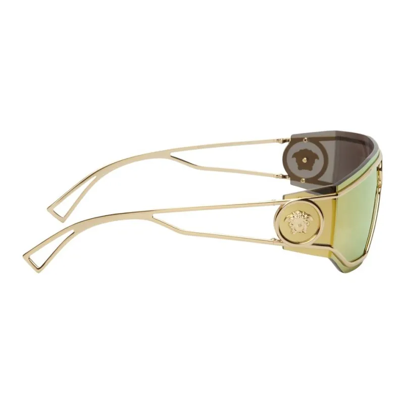 VERSACE Metal Irregular Shape Sunglasses Men's Gold-2