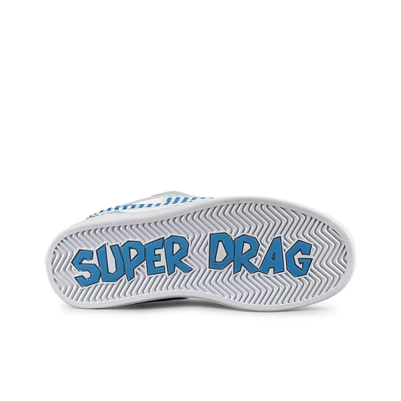 LuzaoT SUPER DRAG Low Top Skateboard Shoes Women's White Blue Green-5
