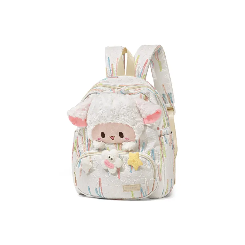 CinvaiKrose Fabric Backpack Travel Bag Trumpets Women's White Rainbow-1