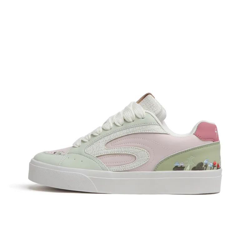 SINPERCO Slip Resistant, Abrasion Resistant, Lightweight Low Top Skateboard Shoes Women's Olive Green Pink-0