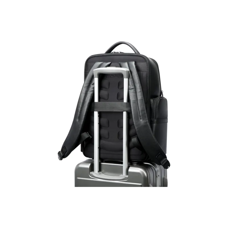 BOPAI Cow Leather With Fabric Backpack Handbag Regular Men's Black-4