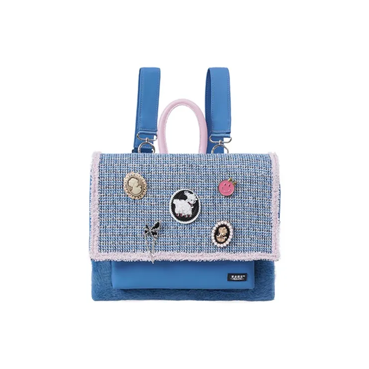 REBIRTH Microfiber Leather Backpack Regular Women's Blue/Black-7