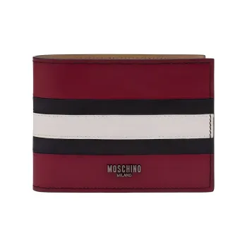 MOSCHINO Stripe-detail Leather Wallet
