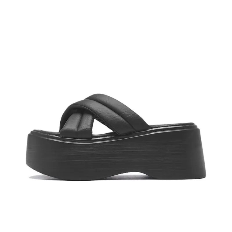 AGSDON Slide Slippers Women's Beige/Black-7
