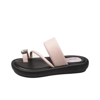 AJPAP Rubber Sole Rhinestone Slide Slippers Women's