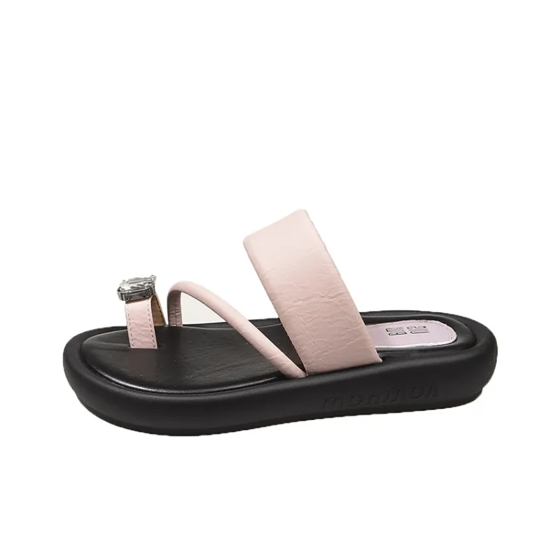 AJPAP Rubber Sole Rhinestone Slide Slippers Women's-0