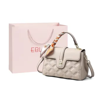 EBLAN Cow Leather Handbag, Shoulder Bag, Crossbody Bag Regular Women's Apricot/Black