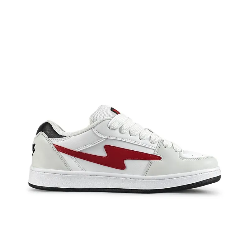 LuzaoT SUPER DRAG Breathable Low Top Skateboard Shoes Women's White Red-1