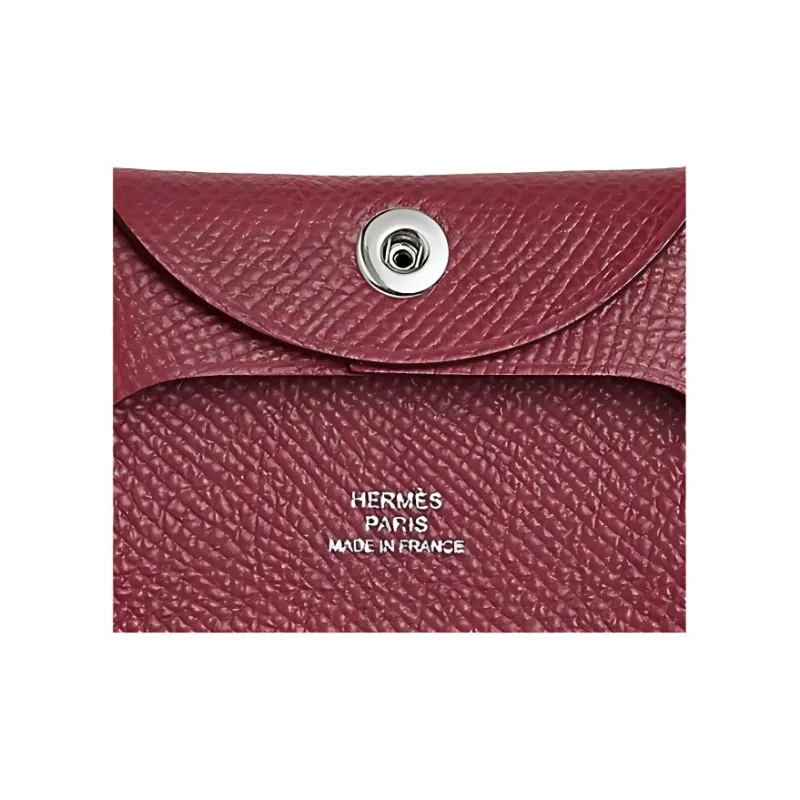 HERMES Bastia Epsom Leather Coin Purse Wallet Women's B5 Rubis Gemstone Red-4