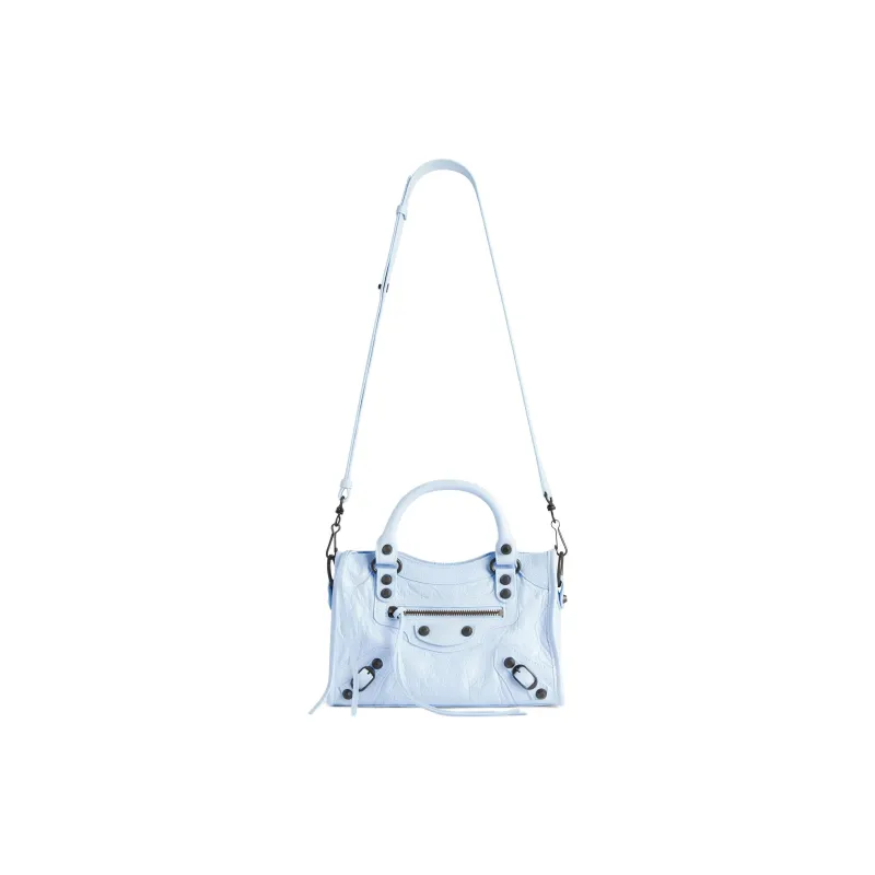 Balenciaga Le City Lambskin One Shoulder Handbag Mini Women's Cloud Blue-1