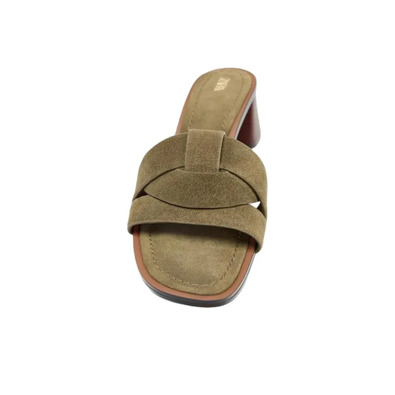 ZARA PU Polyurethane Abrasion Resistant Slide Slippers Women's Green-3