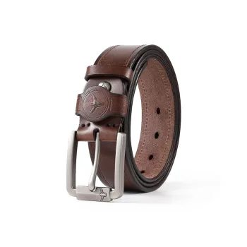 POLOMEISDO Top Grain Cow Leather Pin Buckle Belt, Casual And Trendy Men's Practical Box, Width 3.8cm