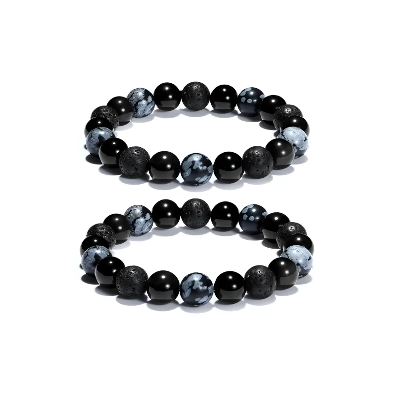 PUTUOSHANWENCHUANG Obsidian Bracelets Unisex-4