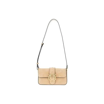 PINKO Cow Leather Shoulder Bag Women's Beige