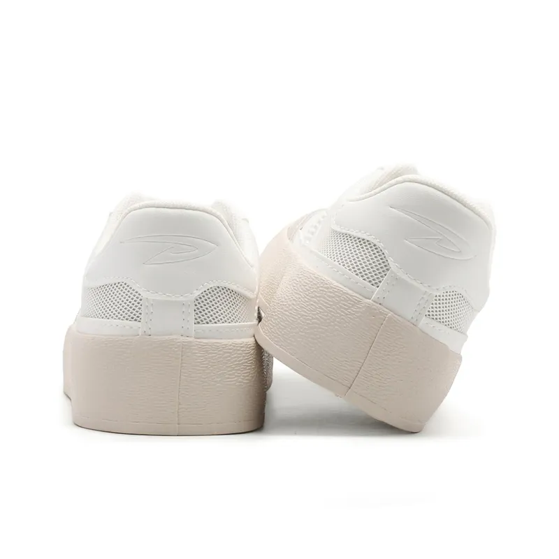 DEERWAY Abrasion Resistant Breathable Slip Resistant Low Top Skateboard Shoes Women's White Gray-4