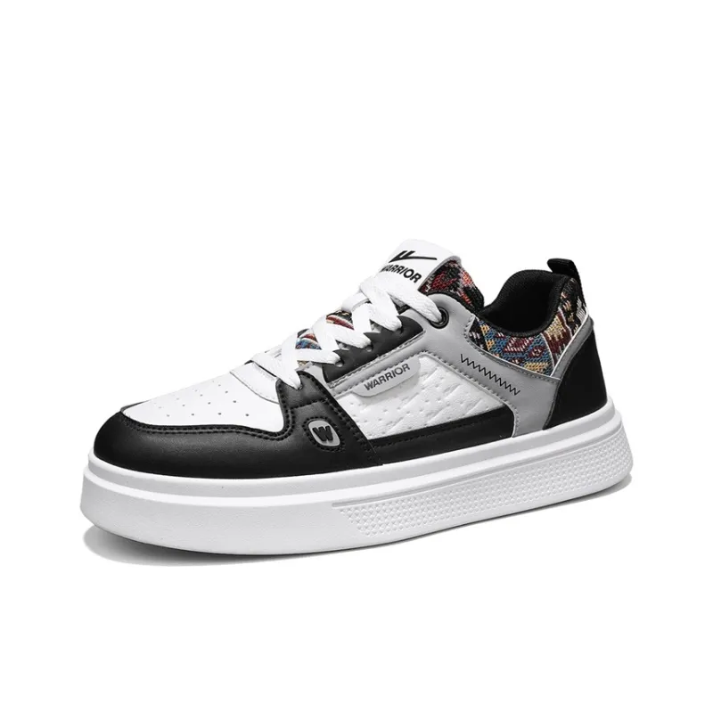 Warrior Slip Resistant Lightweight Height Increasing Low Top Skateboard Shoes Men's Black White Gray-1