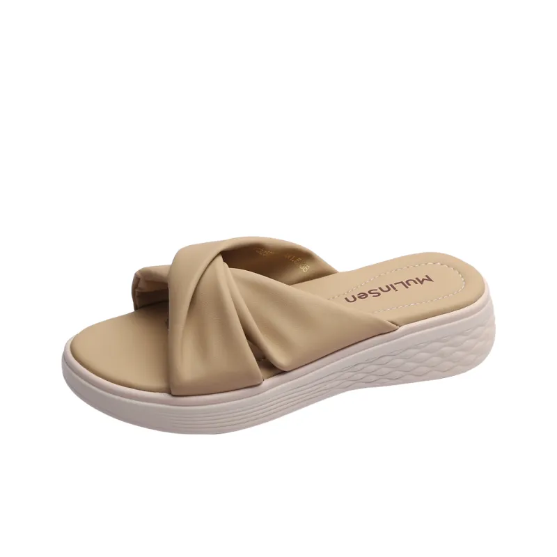 Mulinsen PU Polyurethane Stitching Abrasion Resistant Slide Slippers Women's-0
