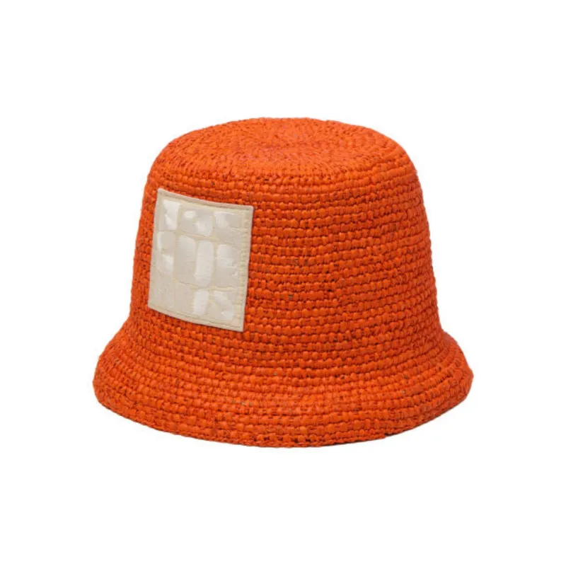 Jacquemus Raffia Bucket Hats Unisex Orange-1