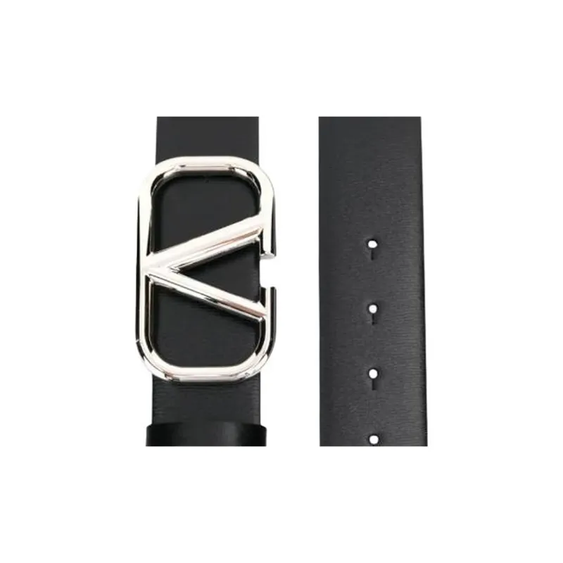 Valentino Leather Belts Unisex Black 3CM-2
