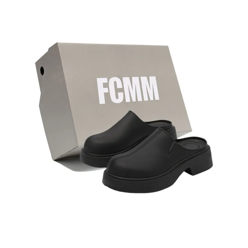FCMM Rubber Sole Slip Resistant Abrasion Resistant Closed Toe Slippers Men's Black-0