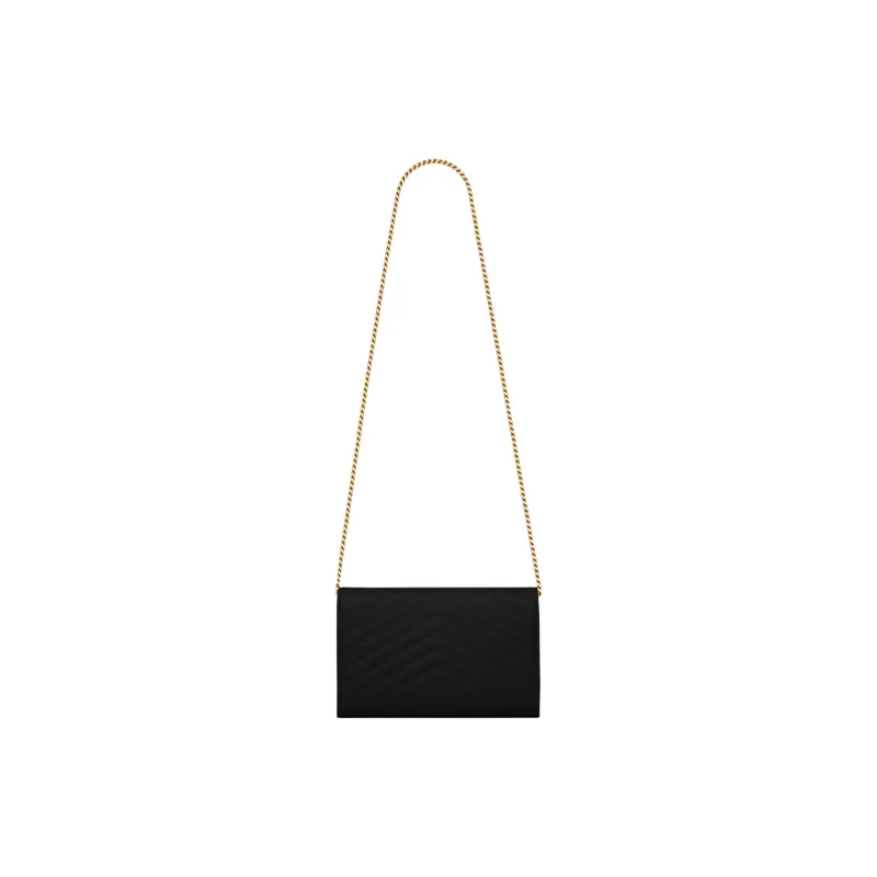SAINT LAURENT CASSANDRE Calfskin Wallet, Crossbody Bag, Shoulder Bag Women's Black Gold-3