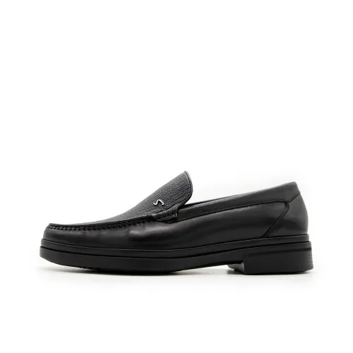 Satchi Business Formal Leather Smokey shoes, Slip on Men's Black