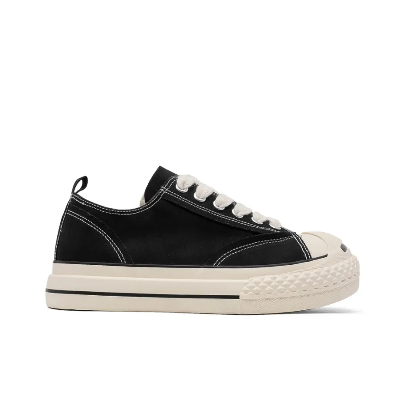 Gai Renpu Anti Slip And Wear Resistant Height Increasing Low Top Canvas Shoes Men's Black-1