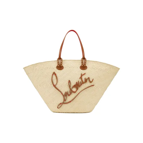 CL Raffia With Calfskin Tote Bag, Shopping Bag, Handbag Tubas Women's Natural Color