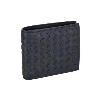 Bottega Veneta Intrecciato Leather Wallet Men's Marine Blue