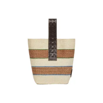 WEEKEND MaxMara Leather Bucket Bag Handbag Trumpets Women's Brown & Beige