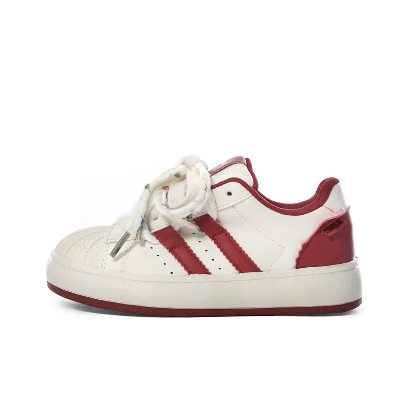 The New Age Family Low Top Skateboard Shoes Women's Beige Red-0