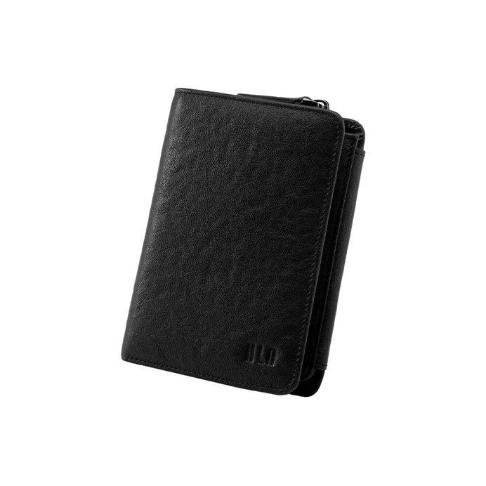 HLA Top Grain Cow Leather Wallet Card Holder Wallet Regular Men's Black-0