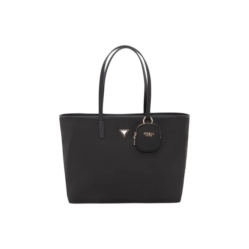 GUESS Fabric+Artificial Leather Tote Bag, Shopping Bag, Shoulder Bag Medium Size Women's Black-0