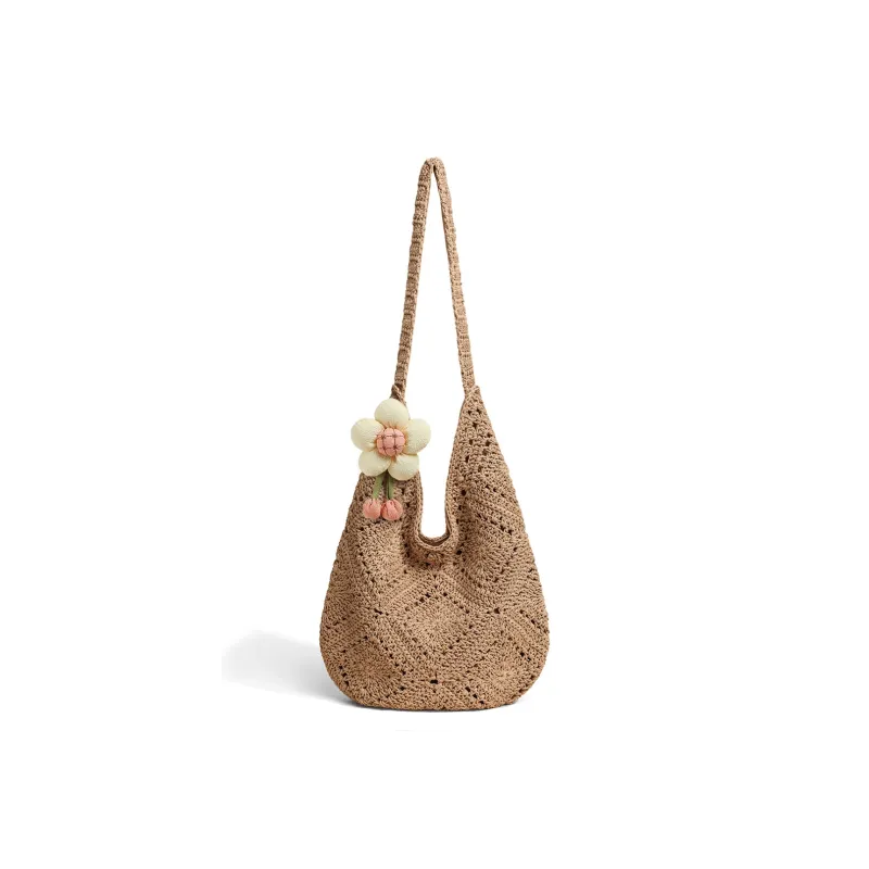 C°BANNER Fabric Shoulder Bag Medium Size Women's Ecru/Khaki-6