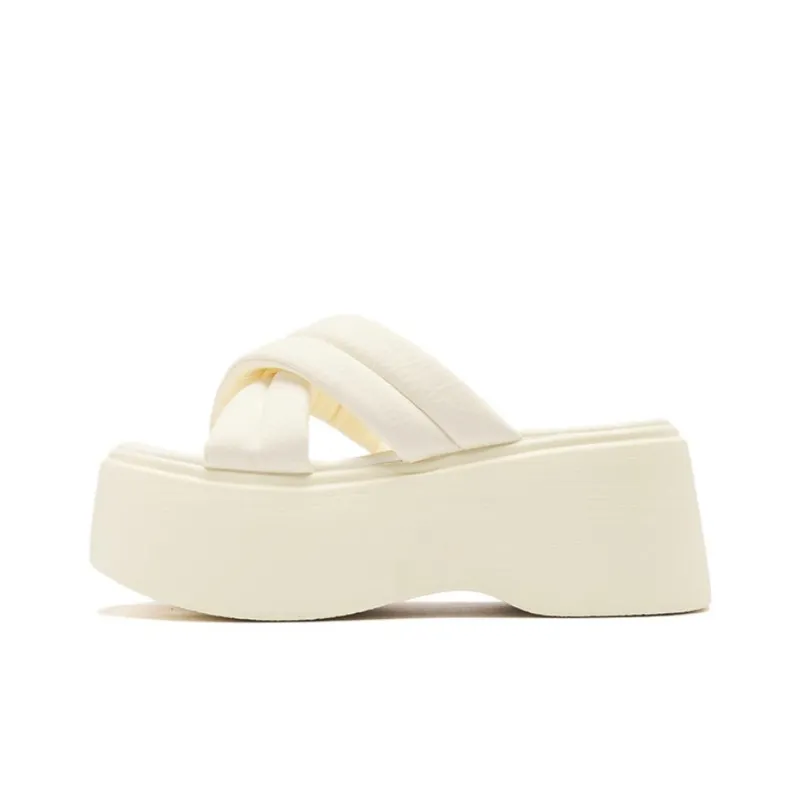 AGSDON Slide Slippers Women's Beige/Black-0