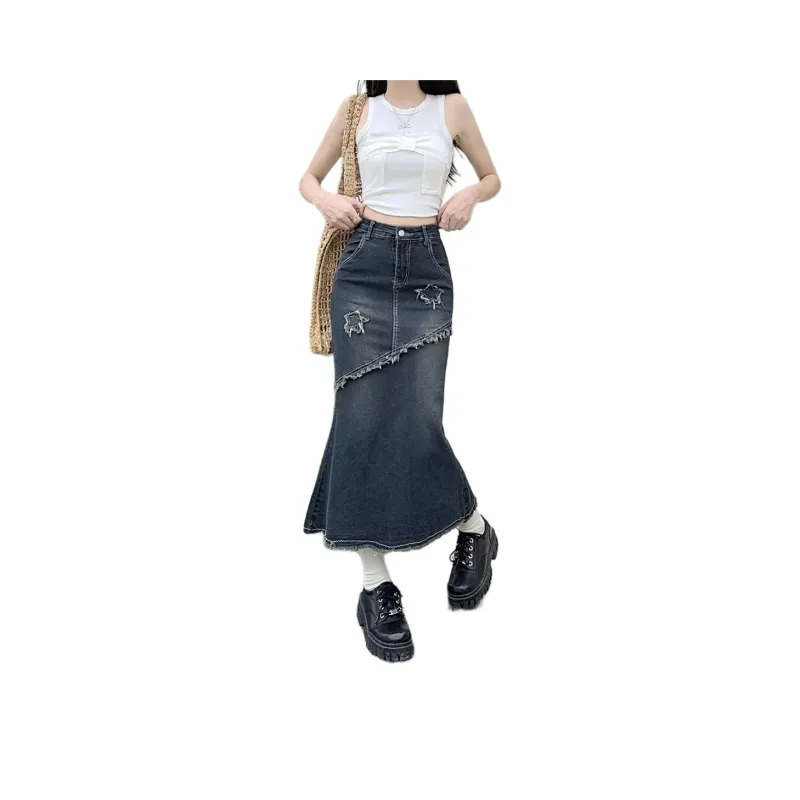 YEARNED Denim Long Skirt Women's-0