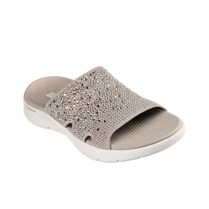 Skechers Go Walk Fle Slide Slippers Women's Taupe-1