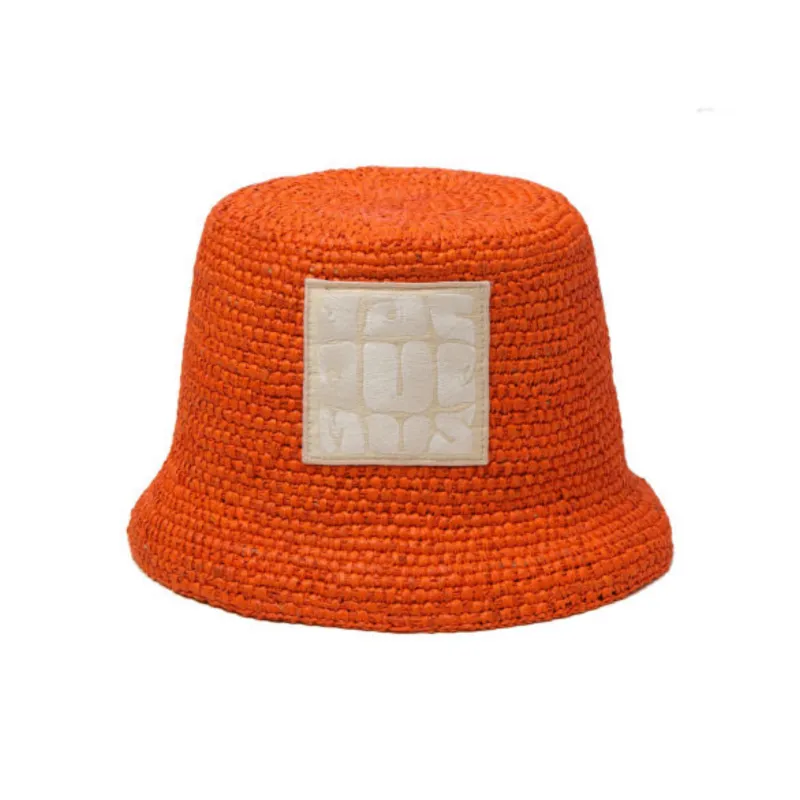 Jacquemus Raffia Bucket Hats Unisex Orange-0
