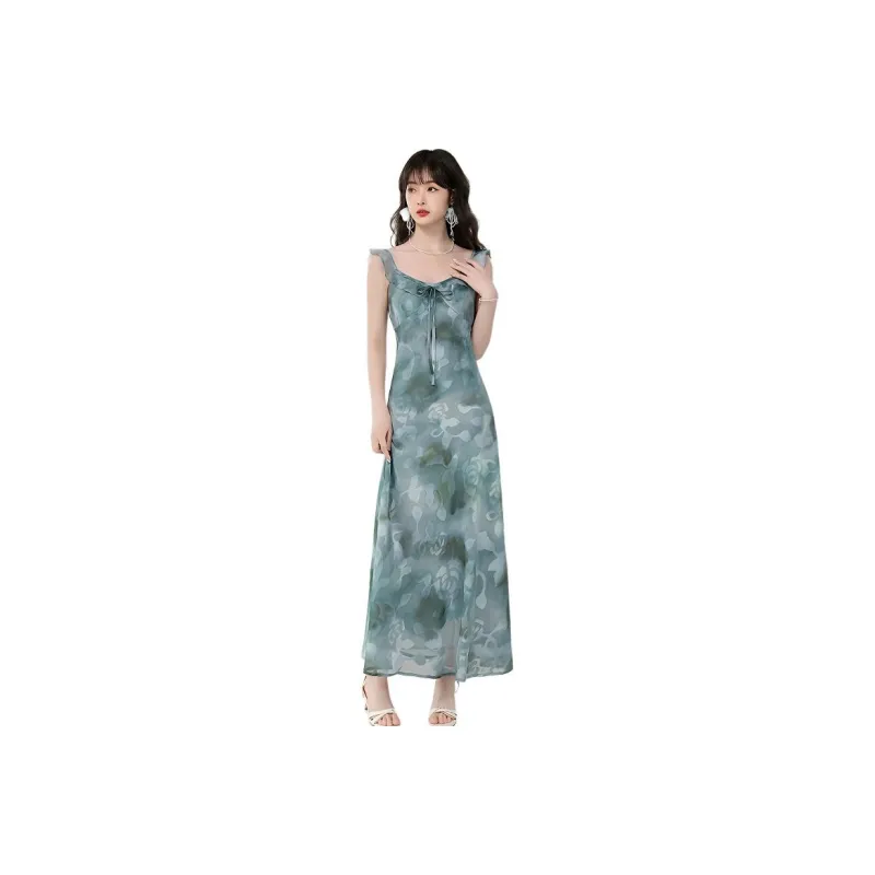 Mu Xiao Xin Slip Dresses Women's Blue-0