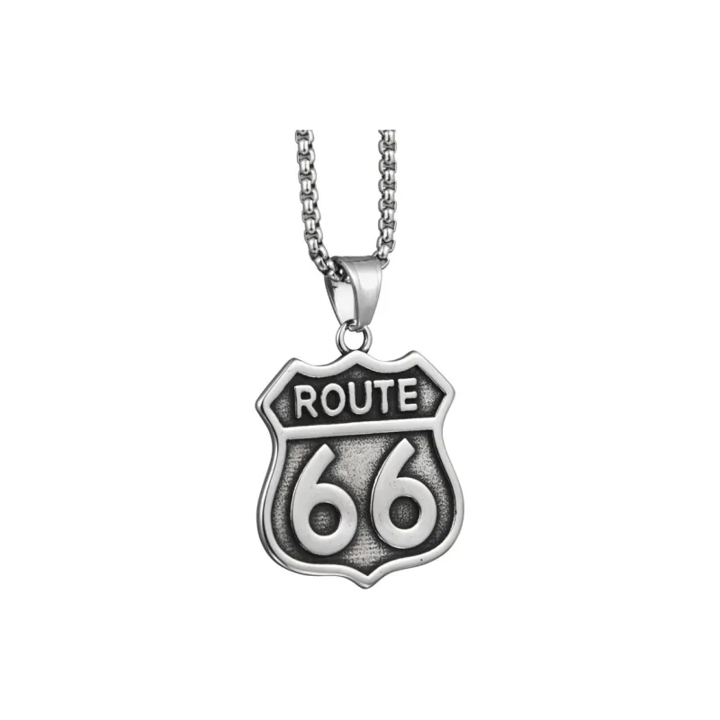 66ROUTE 66 Titanium Steel Necklaces Unisex-0