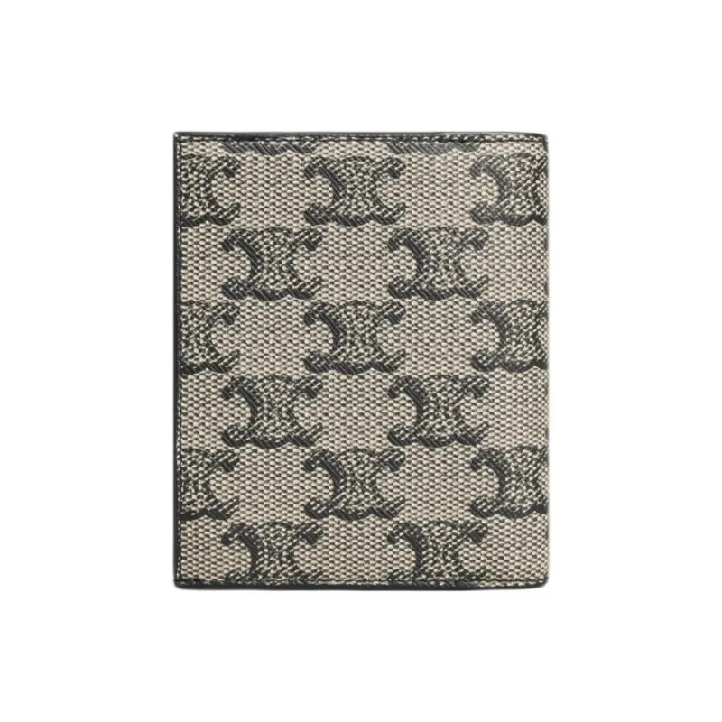CELINE Triomphe Canvas With Leather Wallet Men's Beige-1