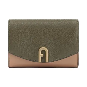 Furla Primula Cow Leather Wallet Medium Size Women's Green Multicolor Brown
